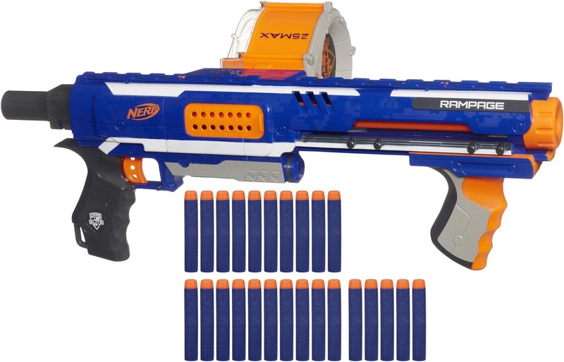 Amazon.com: Nerf Rampage N-Strike Elite Toy Blaster with 25 Dart Drum Slam Fire & 25 Official Elite Foam Darts for Kids, Teens, & Adults (Amazon Exclusive) : Hasbro - Import: Toys & Games