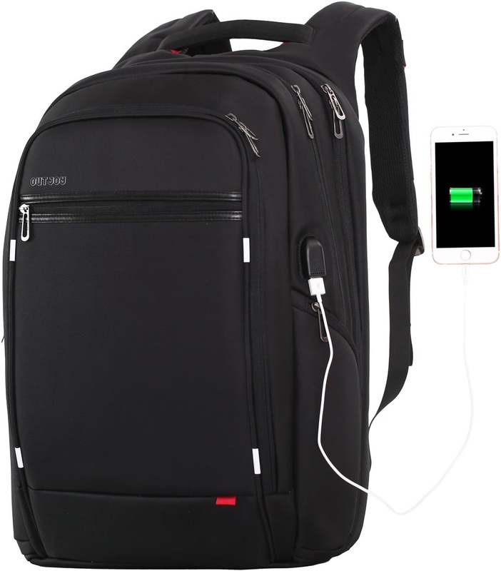 Amazon.com: Large Laptop Backpack for Men,Water Resistant Polyester Backpack with USB Charging Port,Large Bookbag College Backpack Travel bag Black Business Backpack fit All 15.6 17.3 Most 18 in laptops by Outjoy : Electronics