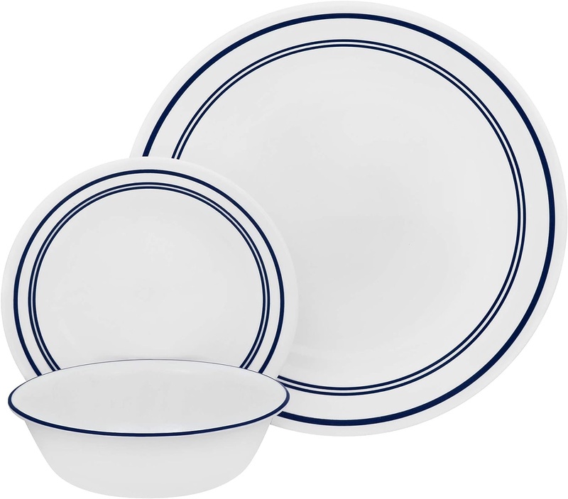 Amazon.com | Corelle 18-Piece Service for 6, Chip Resistant, Classic Café Blue Dinnerware Set: Dinnerware Sets