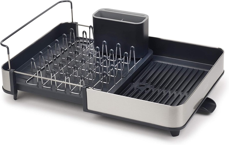 Amazon.com: Joseph Joseph Stainless-Steel Extendable Dual Part Dish Rack Non-Scratch and Movable Cutlery Drainer and Drainage Spout, One-size, Gray : Everything Else