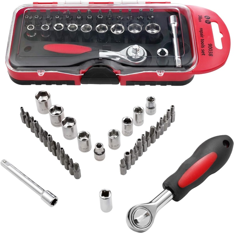 Amazon.com: 38-Piece Ratchet tool set ,Socket Wrench Sets Repair Tool Set, Screwdriver Bit With Quick Release 1/4 inch Drive : Tools & Home Improvement