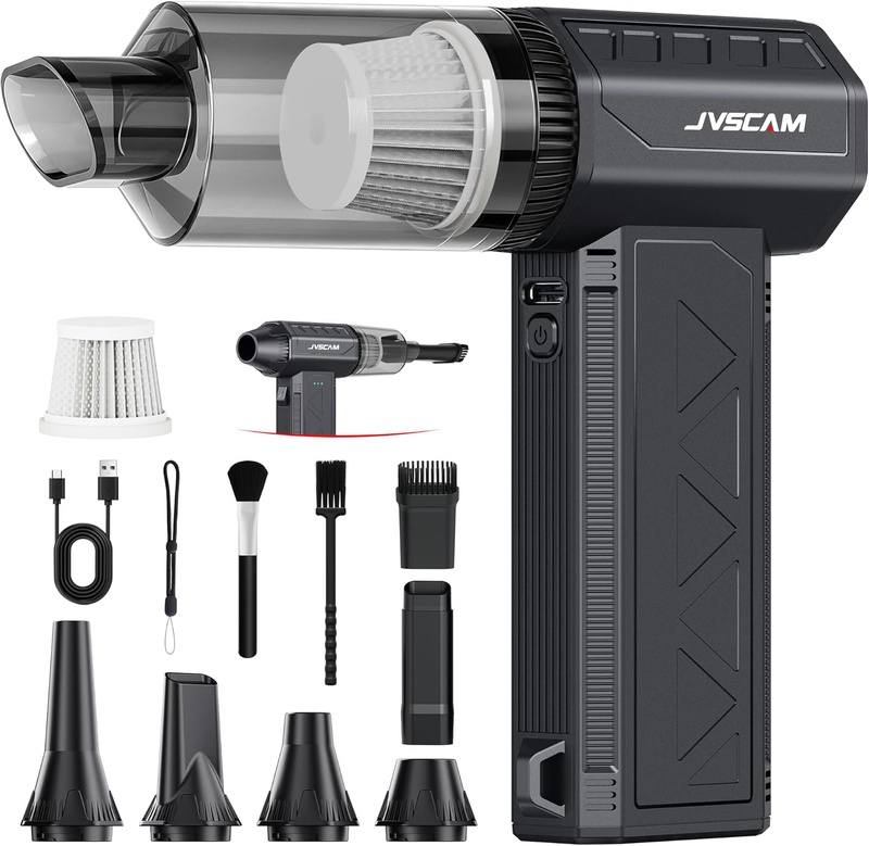 Amazon.com: JVSCAM Compressed Air Duster,150000RPM Electric Air Duster, Vacuum Cleaner & Bag Vacuum 3-in-1, Rechargeable with 3-Gear Adjustable Wind Speed for Keyboard,Computer,Car,Home and Storage Bag Sealing : Electronics