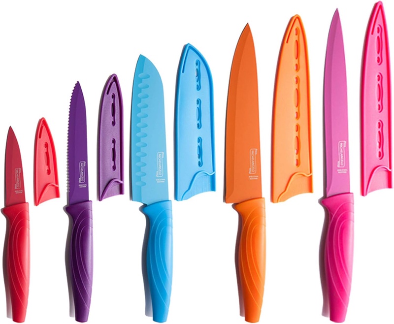Amazon.com: MICHELANGELO Kitchen Knife Set 10 Piece, High Carbon Stainless Steel Kitchen Knives Set, Knife Set for kitchen, Rainbow Knife Set, Colorful Knife Set- 5 Knives & 5 Knife Sheath Covers: Home & Kitchen