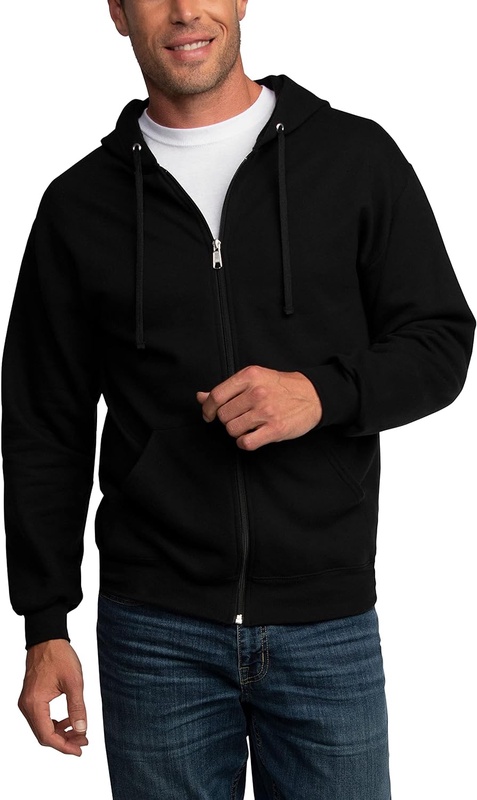 Fruit of the Loom Men's Eversoft Fleece Sweatshirts & Hoodies, Full Zip-Black, X-Large at Amazon Men’s Clothing store