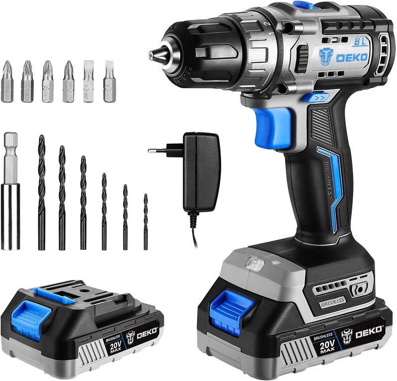 Amazon.com: Cordless drill set, DESOON 20V Brushless Drill Driver Kit, 3/8-Inch Keyless Chuck Drill Driver, 371 In-lbs Torque, 18+1 Torque Setting, 2-Variable Speed, Power drill with 1.5A Battery 13pcs Bits : Tools & Home Improvement