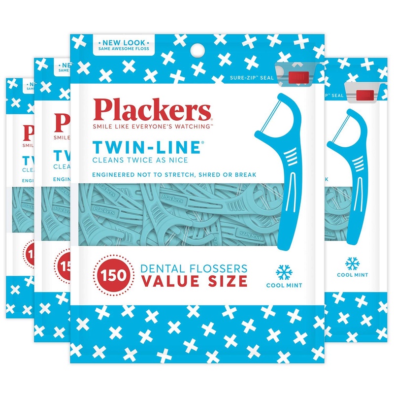 Amazon.com: Plackers Twin-Line Dental Floss Picks, Designed with Two High Performance Parallel Lines of Super TufFloss, No Shredding or Breaking, 600 Count (Pack of 4) : Beauty & Personal Care