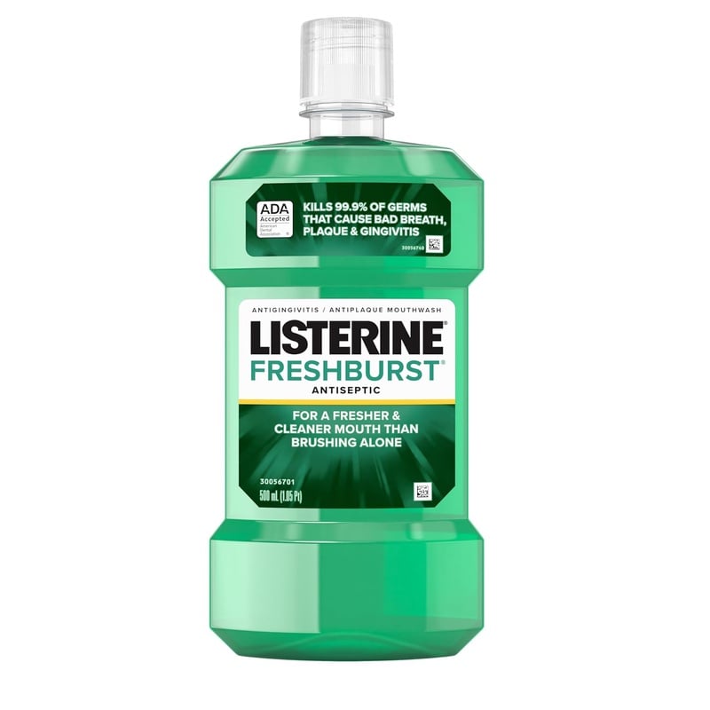 Amazon.com : Listerine Freshburst Antiseptic Mouthwash for Bad Breath, Kills 99% of Germs That Cause Bad Breath & Fight Plaque & Gingivitis, ADA Accepted Mouthwash, Spearmint, 500 mL : Health & Household