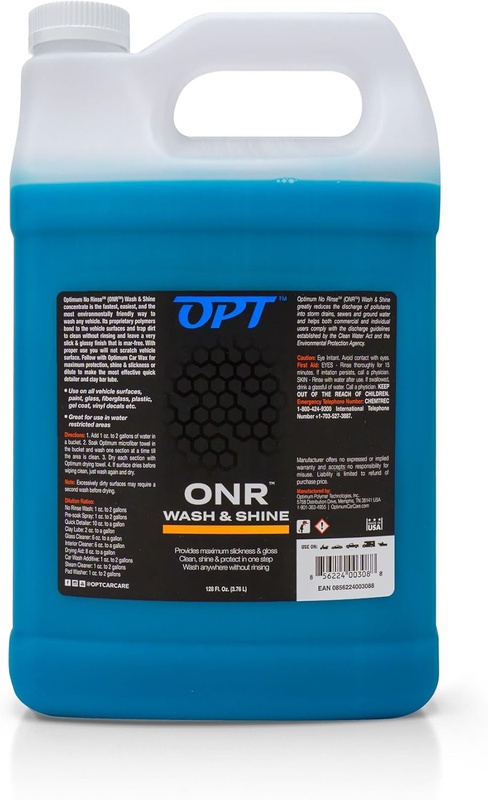 Amazon.com: Optimum No Rinse Wash and Shine - ONR Car Wash, 1 Gallon, New Formula Version 5, Safe on Paint, Coatings, Wraps, and Interior, Rinseless Wash provides an Eco Friendly Car Wash Option : Automotive