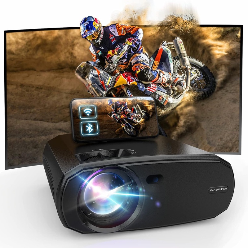 Amazon.com: WEWATCH Portable 5G WiFi Projector, Real 1080P Full HD Movie Projector, 200'' Large Screen LED Bluetooth Projector,Built-in Speaker Video Projector for Outdoor Movies (Black) : Electronics