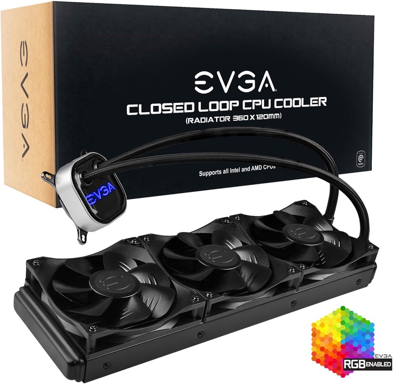 Amazon.com: EVGA Clc 360mm All-in-one RGB LED CPU Liquid Cooler, 3X FX12 120mm PWM Fans, Intel, AMD, 5 Yr Warranty, 400-Hy-CL36-V1 : Electronics
