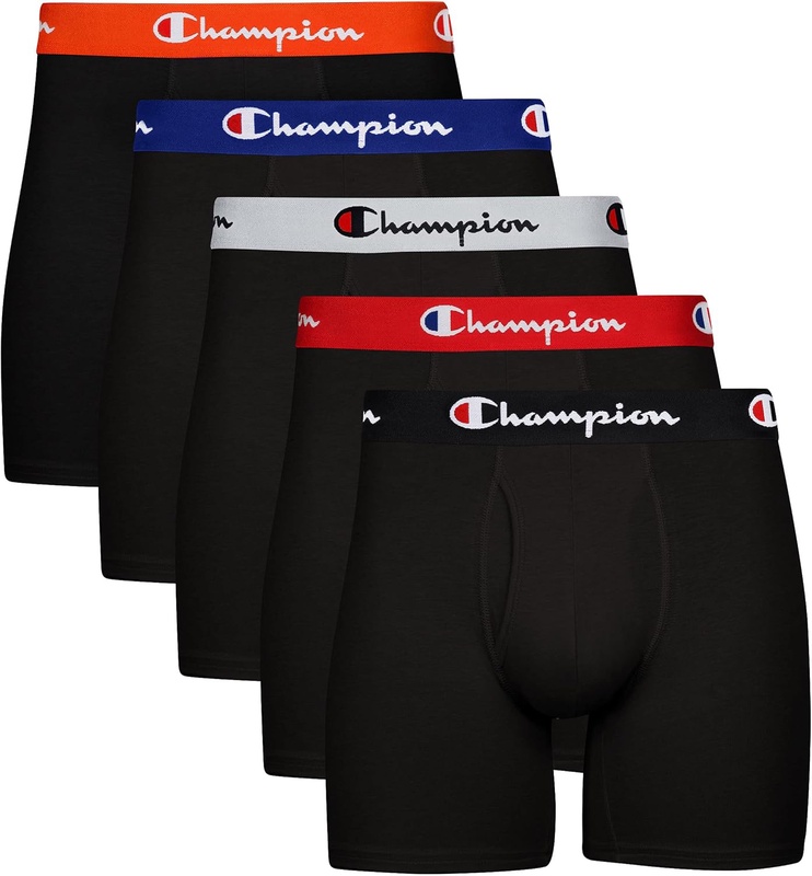 Champion mens Champion Men's Cotton Stretch Boxer Briefs, Black 2, Medium US at Amazon Men’s Clothing store