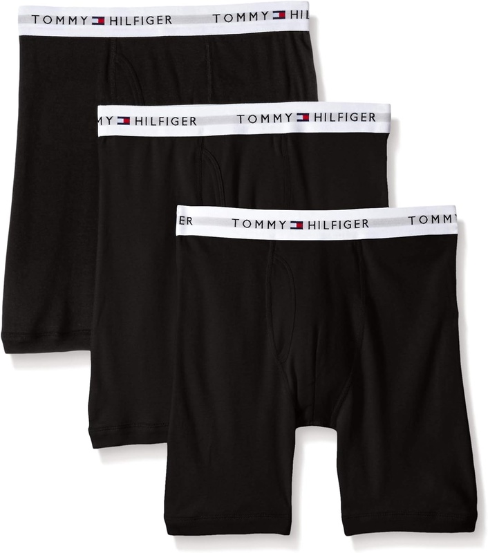 Tommy Hilfiger Men's 3-Pack Cotton Boxer Brief, Black, Large(36-38) at Amazon Men’s Clothing store