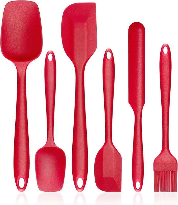 Amazon.com: Silicone Spatula Set, G.a HOMEFAVOR Heat-Resistant Spatula - One Piece Seamless Design, Non-Stick Silicone with Reinforced Stainless Steel Core (6 Piece Set, Red): Home & Kitchen