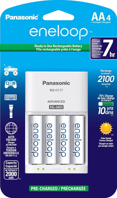 Amazon.com: Panasonic K-KJ17MCA4BA Advanced Individual Cell Battery Charger Pack with 4 AA eneloop 2100 Cycle Rechargeable Batteries : PANASONIC: Health & Household