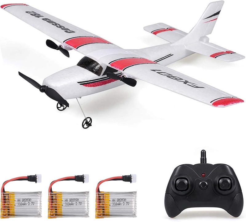 Amazon.com: GoolRC FX801 RC Airplane, 2.4GHz 2CH Remote Control Airplane, Cessna 182 Model RC Plane, Fixed Wing RC Aircraft, Easy to Fly RC Glider Toys for Kids, Boys and Beginners with 3 Batteries : Toys & Games
