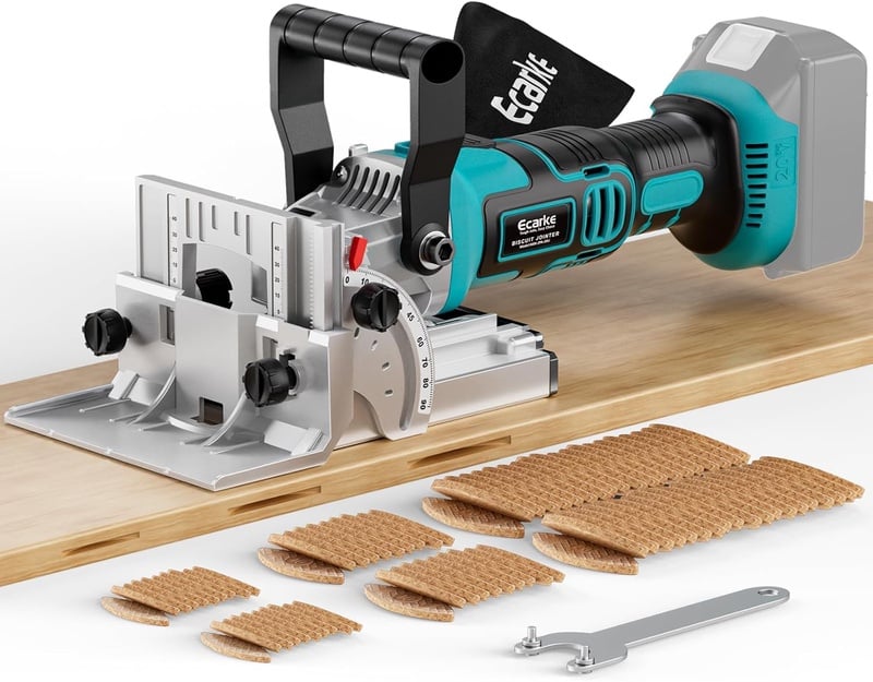 Ecarke Cordless Biscuit Joiner Compatible with Makita 18V Battery,Plate Joiner Kit Includes 80 wafers & Dust Bag, 11000RPM, 0-90° Cutting, 6 Depth Settings, for Woodworking & Furniture Making - Amazon.com