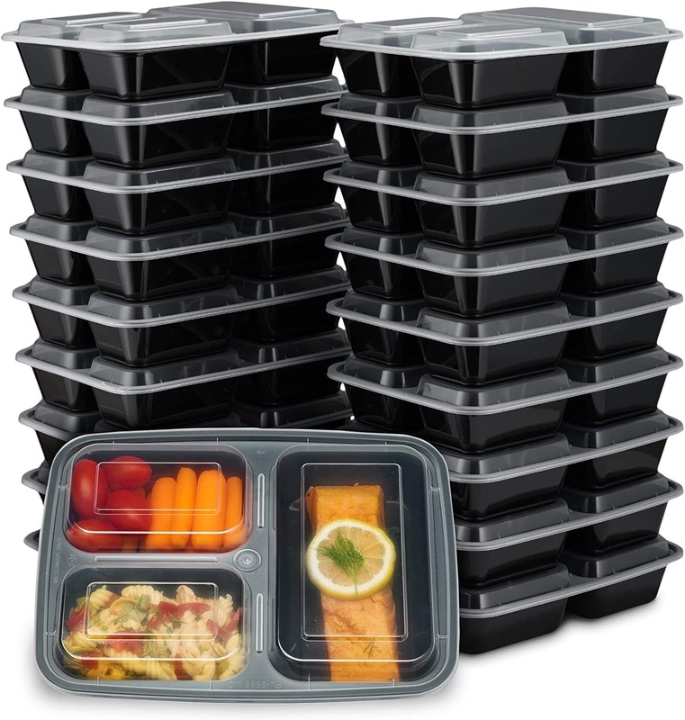 Amazon.com: EZ Prepa [20 Pack] 32oz 3 Compartment Meal Prep Containers with Lids - Bento Box: Home & Kitchen