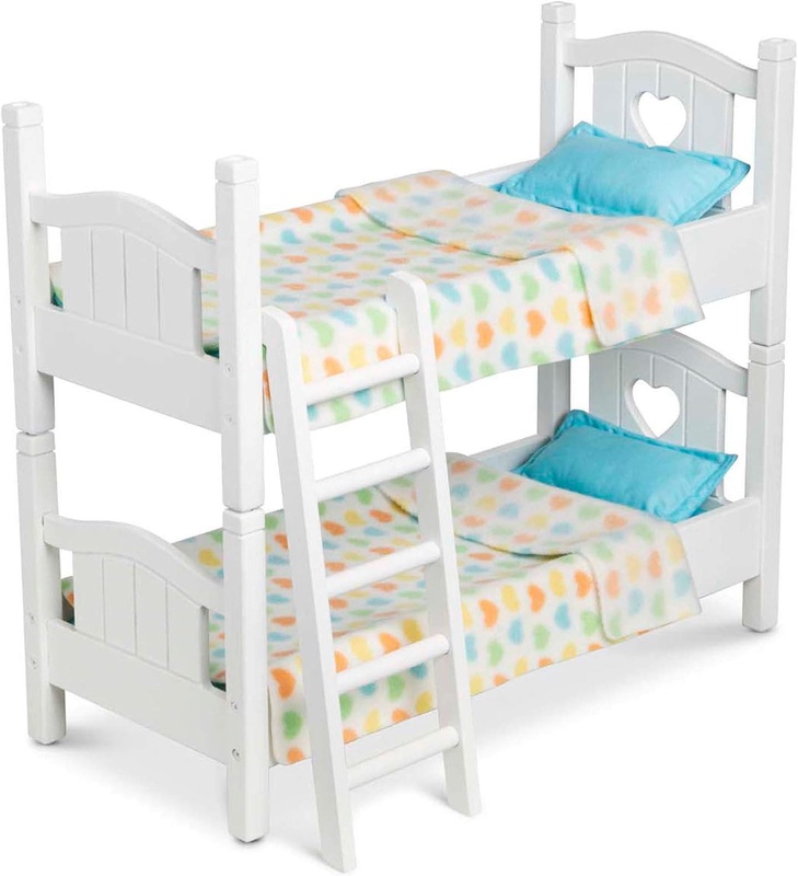 Amazon.com: Melissa & Doug Mine to Love Wooden Play Bunk Bed for Dolls-Stuffed Animals - White (2 Beds, 17.4”H x 9.1”W x 20.7”L Assembled and Stacked) : Toys & Games