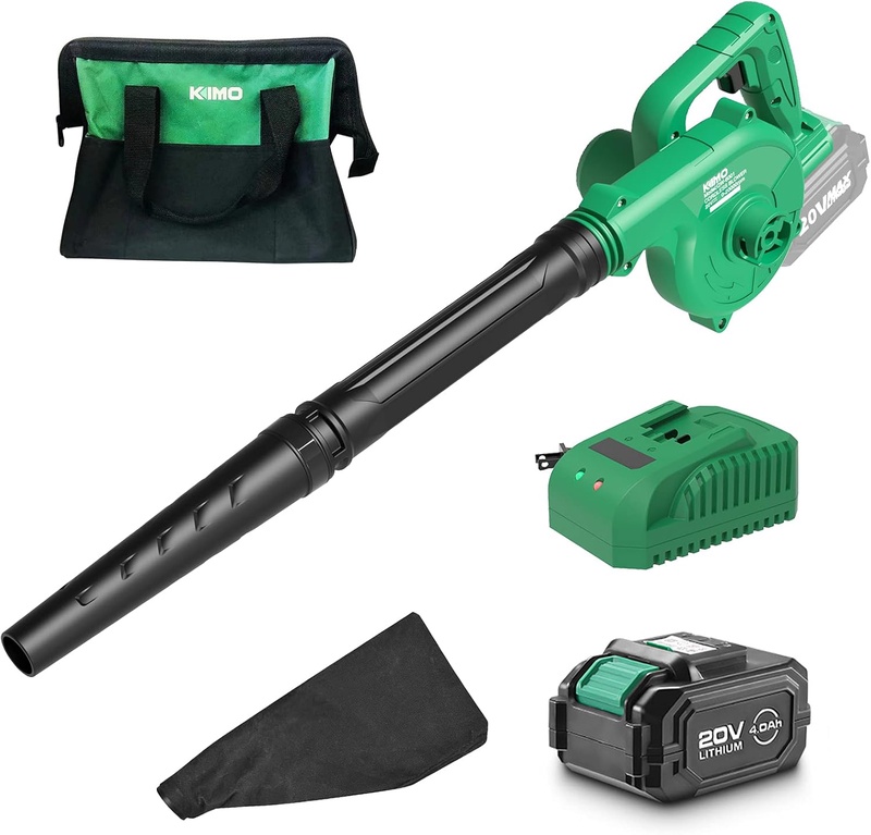 Amazon.com : K I M O. Cordless Leaf Blower – 20V 4.0 Ah Lithium Battery Powered Lightweight, Compact 2 in 1 Sweeper & Vacuum for Clearing Dust, Leaf & Snow, Car Vacuum, Patio/Deck/Garden Cleaning, Garage Dusting : Patio, Lawn & Garden