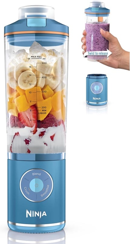 Amazon.com: Ninja Blast Max Portable Blender, 22oz, Blue Raspberry, BC251BL2 | Twist & Go removable 22-oz vessel. Auto-iQ Crush & Smoothie programs, cordless. Dishwasher safe, leakproof lid.: Home & Kitchen