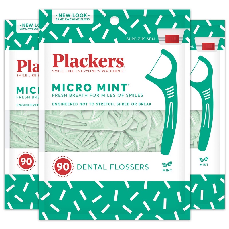Amazon.com : Plackers Micro Mint Dental Floss Picks, 90 Count, Pack of 3 : Beauty & Personal Care