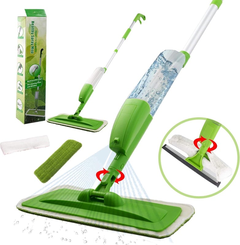 Amazon.com: KINSPORY Spraying Mop Set for Floor & Window, 360° Rotation and 350ml Water Tank with Refills Cloth Washable Pads : Health & Household