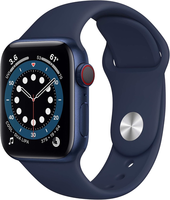 Amazon.com: Apple Watch Series 6 (GPS + Cellular, 40mm) - Blue Aluminum Case with Deep Navy Sport Band (Renewed)