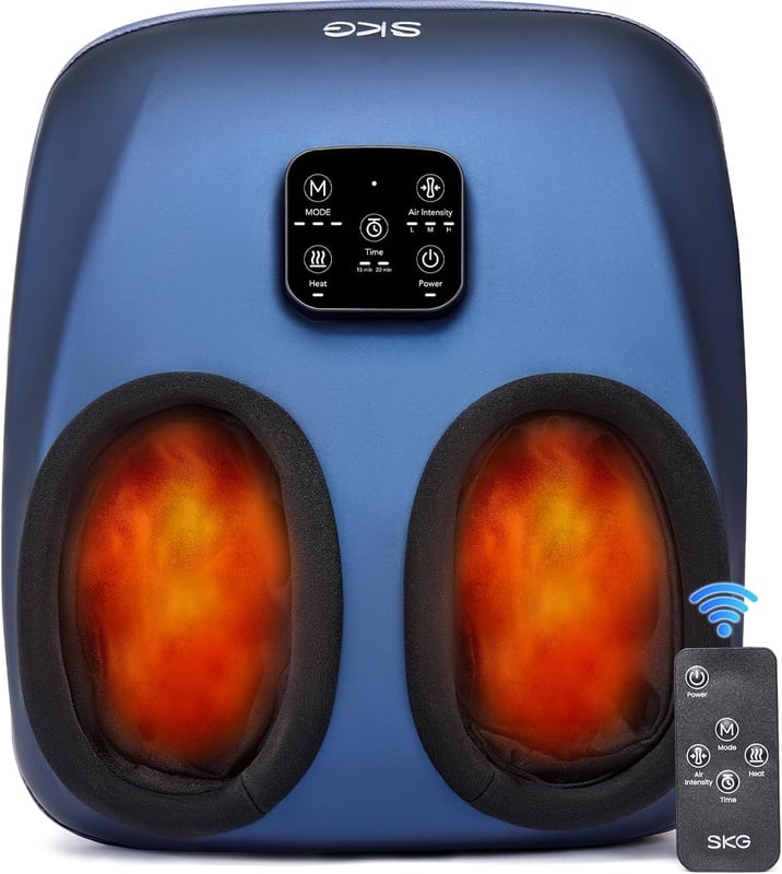 Amazon.com: SKG YS100 Shiatsu Foot Massager with Heat and Remote, Feet Massager with 3 Air Compression Modes, for Plantar Fasciitis, Fits up to Size 13 for Men Women Fathers Day Dad Gifts : Health & Household