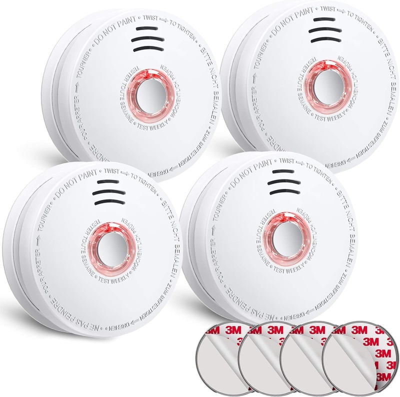 SITERLINK Smoke Detectors Battery Operated, Smoke Alarm with Test-Silence Button, Photoelectric Sensor Fire Alarms Smoke Detectors with LED Lights, UL Listed Fire Alarm for House, GS528A, 4 Packs - - Amazon.com