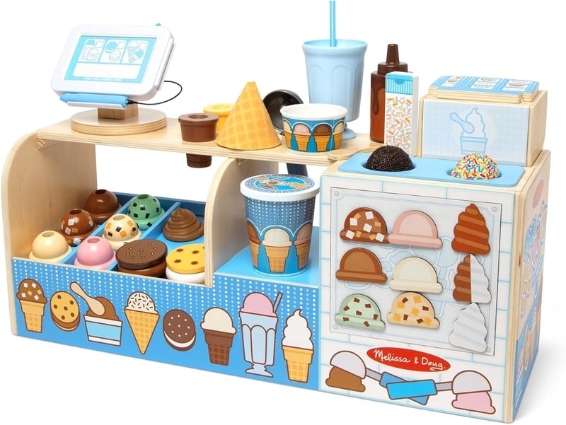 Amazon.com: Melissa & Doug Wooden Cool Scoops Ice Creamery Play Food Toy - FSC Certified : Toys & Games