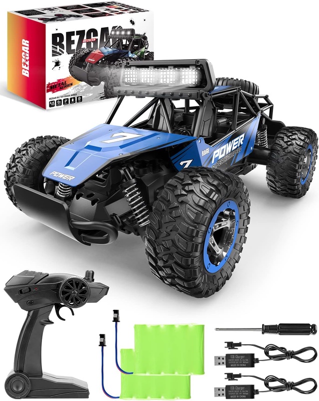Amazon.com: BEZGAR 17 Toy Grade 1:14 Scale Remote Control Car, 2WD High Speed 20 Km/h All Terrains Electric Toy Off Road RC Monster Vehicle Truck Crawler with Two Rechargeable Batteries for Boys Kids and Adults : Toys & Games