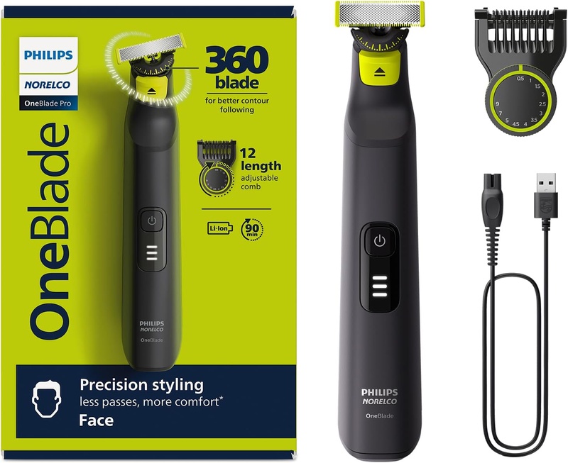 Amazon.com: Philips Norelco OneBlade 360 Pro Hybrid Electric Shaver & Trimmer, with 12-in-1 Comb, QP6531/70 : Everything Else