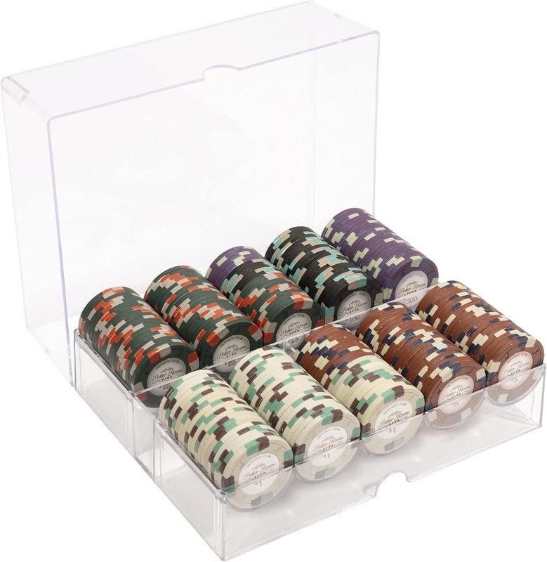 Amazon.com : Monaco Club Poker Chips Set - 200 Heavyweight (13.5-Gram) Clay Composite Chips and Acrylic Tray with Lid - Professional Casino Supplies, Kits, Holders, & Storage Container : Sports & Outdoors