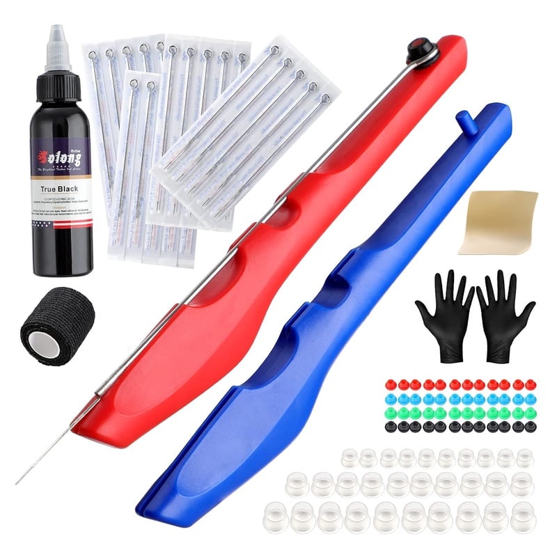 Amazon.com: Solong Professional 2PCS Tattoo Poke and Stick Tattoo Kit DIY Hand Stick n Tattoo Poke Pen Set Manual Tattoo Kit with Tattoo Ink Gloves Tattoo Needles Home Tattoo Supplies GK803TN01-US : Beauty & Personal Care