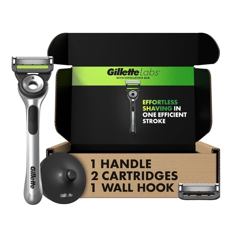 Amazon.com : Gillette Labs with Exfoliating Bar by Men's Razor Set, 1 Shower Hook, Handle, 2 Blade Refills, Silver and Black, Razors for Men, Mens : Beauty & Personal Care