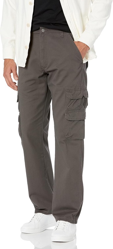 Wrangler Authentics Men's Premium Relaxed Fit Straight Leg Cargo Pant, Anthracite Twill, 34W X 30L at Amazon Men’s Clothing store