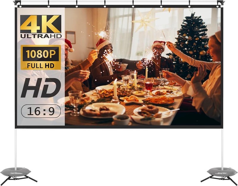 Amazon.com: Portable Projector Screen with Stand, WEWATCH 100 Inch Projection Screen 16:9, 4K HD Rear Front Projections Movies Screen with Carry Bag for Indoor Outdoor Home Theater Backyard Cinema Travel : Musical Instruments