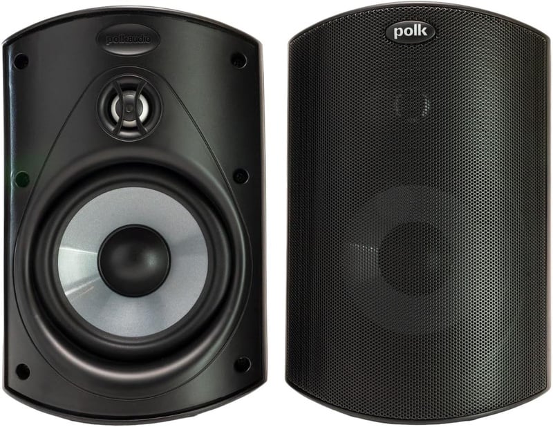 Amazon.com: Polk Audio Atrium 4 Outdoor Speakers with Powerful Bass (Pair, Black), All-Weather Durability, Broad Sound Coverage, Speed-Lock Mounting System : Electronics