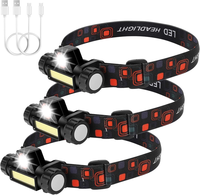 Amazon.com: 3 Packs Rechargeable Headlamp Flashlight 500 Lumens Super Bright, Ultra Lightweight 2 oz, Comfortable Headband, Perfect for Runners,Camping, Hiking,Working : Sports & Outdoors