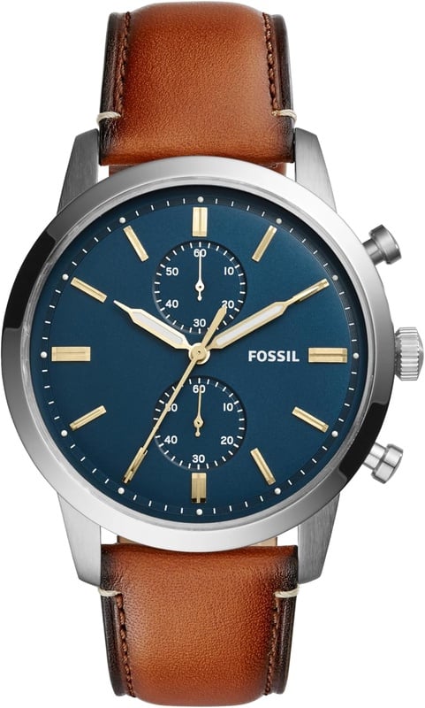 Amazon.com: Fossil Men's Townsman Quartz Stainless Steel and Leather Chronograph Watch, Color: Silver, Luggage (Model: FS5279) : Clothing, Shoes & Jewelry