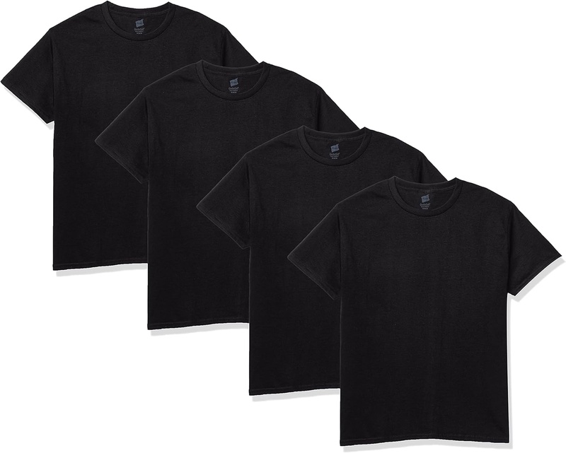Hanes Men's Essentials Short Sleeve T-shirt Value Pack (4-pack),Black,Large at Amazon Men’s Clothing store