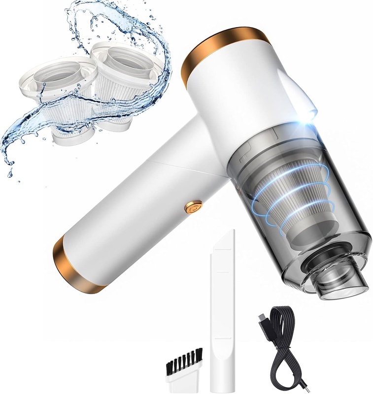 Amazon.com - Cordless Handheld Vacuum, UDSS Foldable Vacuum Cleaner with 120W/9000Pa Strong Suction, Rechargeable Battery, Mini Vacuum with Powerful Motor for Car Home Office - White -