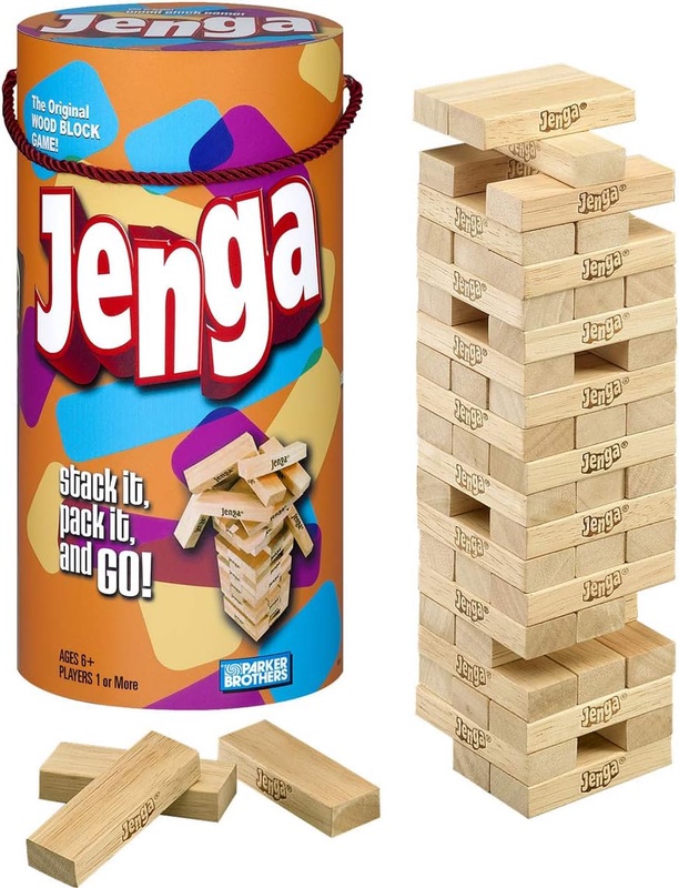 Amazon.com: Jenga Game Wooden Blocks Stacking Tumbling Tower Kids Game Ages 6 and Up (Amazon Exclusive) : Toys & Games