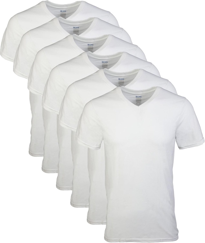 Gildan Men's V-Neck T-Shirts, Multipack, White (6-Pack), Medium | Amazon.com