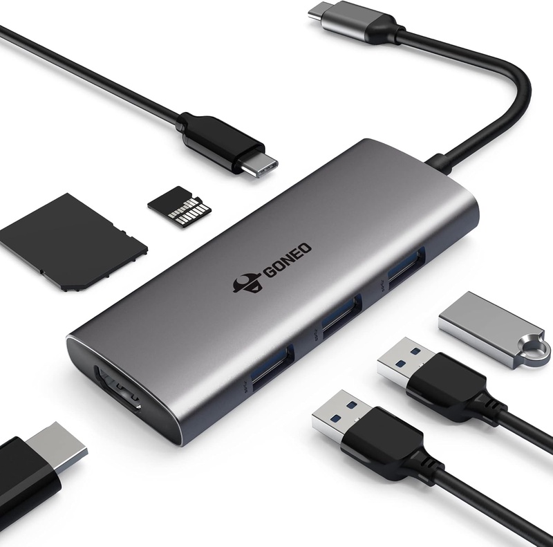 Amazon.com: GONEO 7 in 1 USB C Hub,USB C Adapter with 4K@30Hz,USB-C to HDMI SD/TF Card Reader, and 3 Ports USB 3.0,100W PD,USB C dongle for MacBoook Pro,MacBook Air,Microsoft Surface Pro,Samsung Chromebook Pro : Electronics