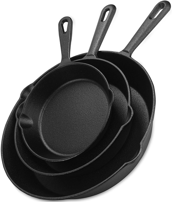Amazon.com: Utopia Kitchen Pre-Seasoned Cast Iron Skillet Set 3-Piece - 6 Inch, 8 Inch and 10 Inch: Home & Kitchen