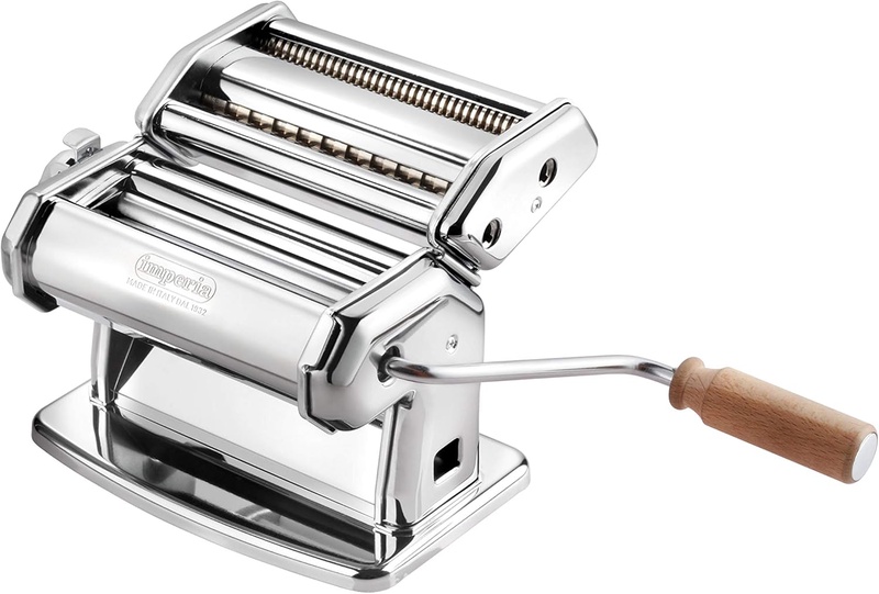 Amazon.com: Imperia Pasta Maker Machine - Heavy Duty Steel Construction w Easy Lock Dial and Wood Grip Handle- Model 150 Made in Italy : Home & Kitchen