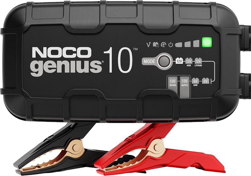 Amazon.com: NOCO GENIUS10, 10A Smart Car Battery Charger, 6V and 12V Automotive Charger, Battery Maintainer, Trickle Charger, Float Charger and Desulfator for Motorcycle, ATV, Lithium and Deep Cycle Batteries : Automotive