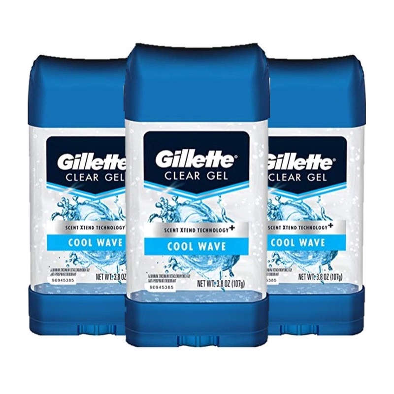Amazon.com : Gillette Antiperspirant Deodorant for Men, Cool Wave Scent, Clear Gel, 3.8 Oz (Pack of 3) : Beauty & Personal Care