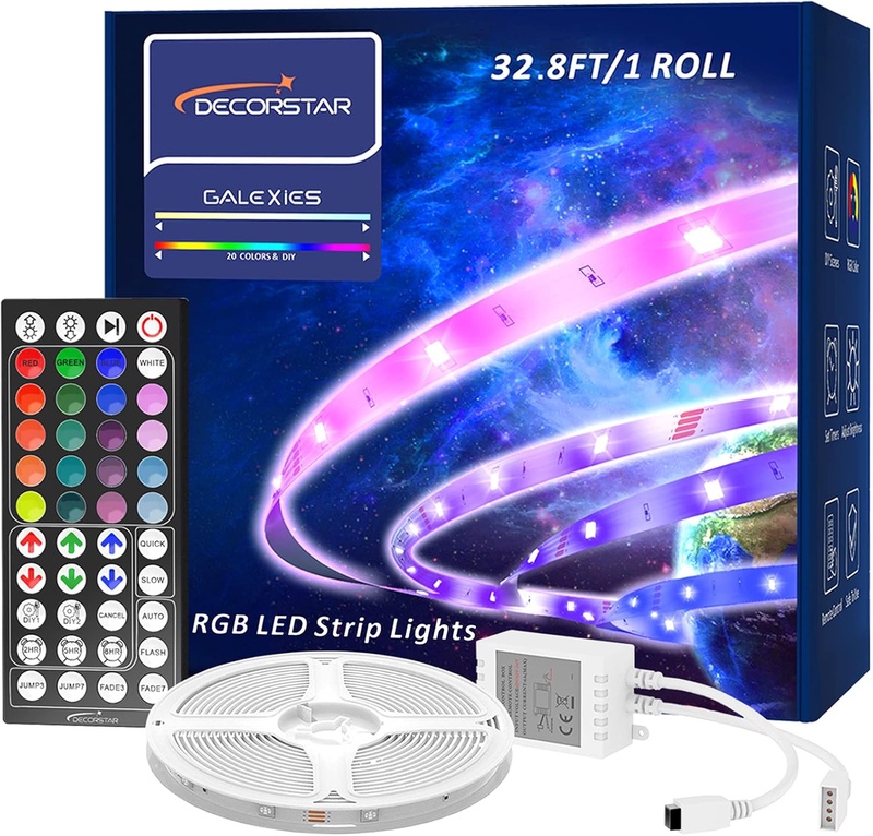 Amazon.com: Led Lights for Bedroom, DecorStar 32.8ft Color Changing Led Strip Lights with 44 Keys Remote Control , 5050 RGB Led Lights for Bedroom Kitchen Party Home Decoration（1 Roll) : Tools & Home Improvement